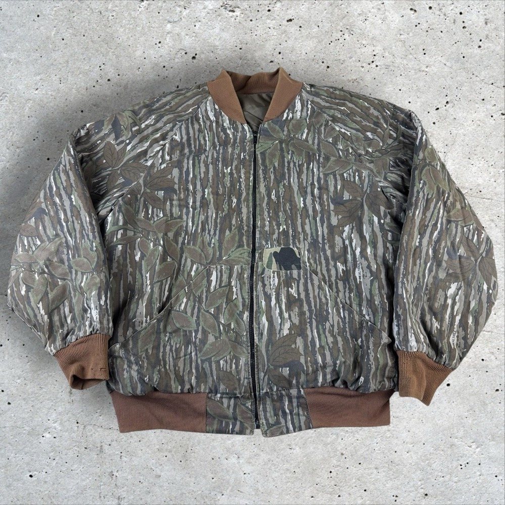 Vintage 10x Goretex Camo Bomber Jacket XL Tall Reversible Hunting 90s Realtree‎
